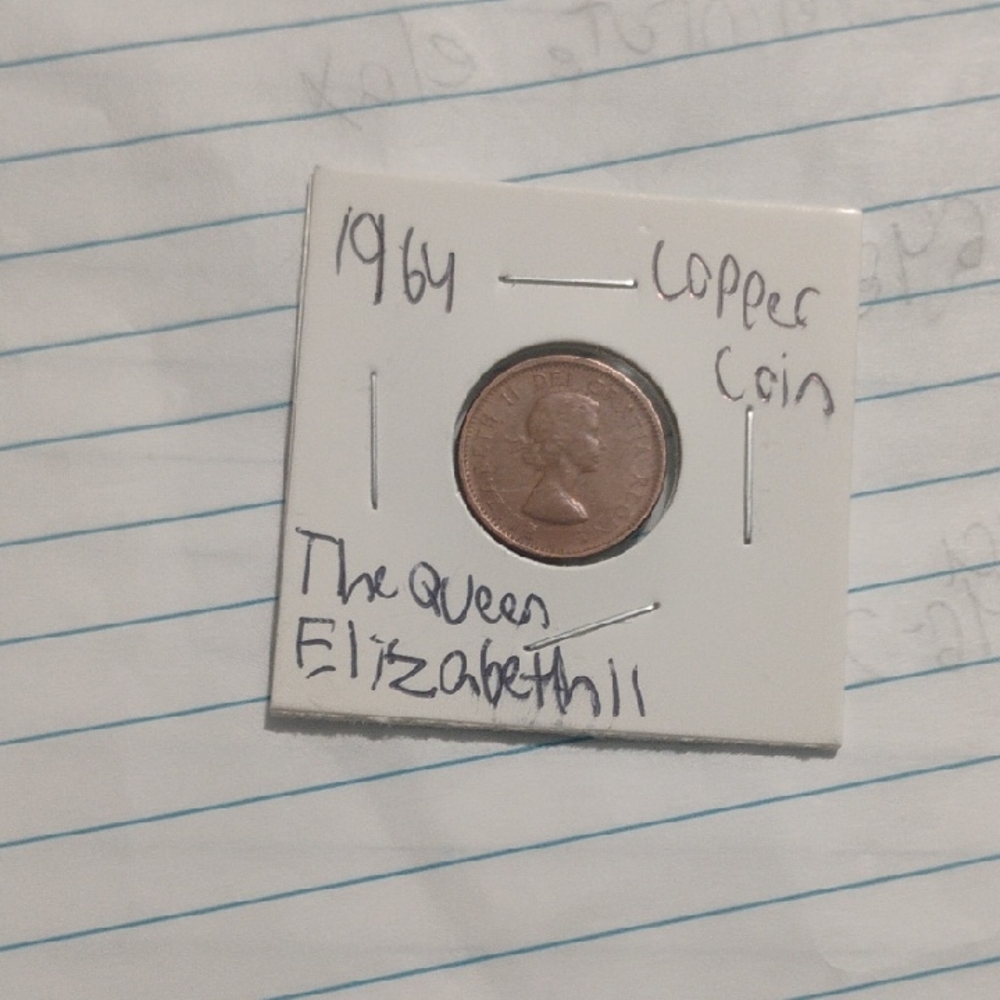 1964 Copper Coin Queen Elizabeth The II